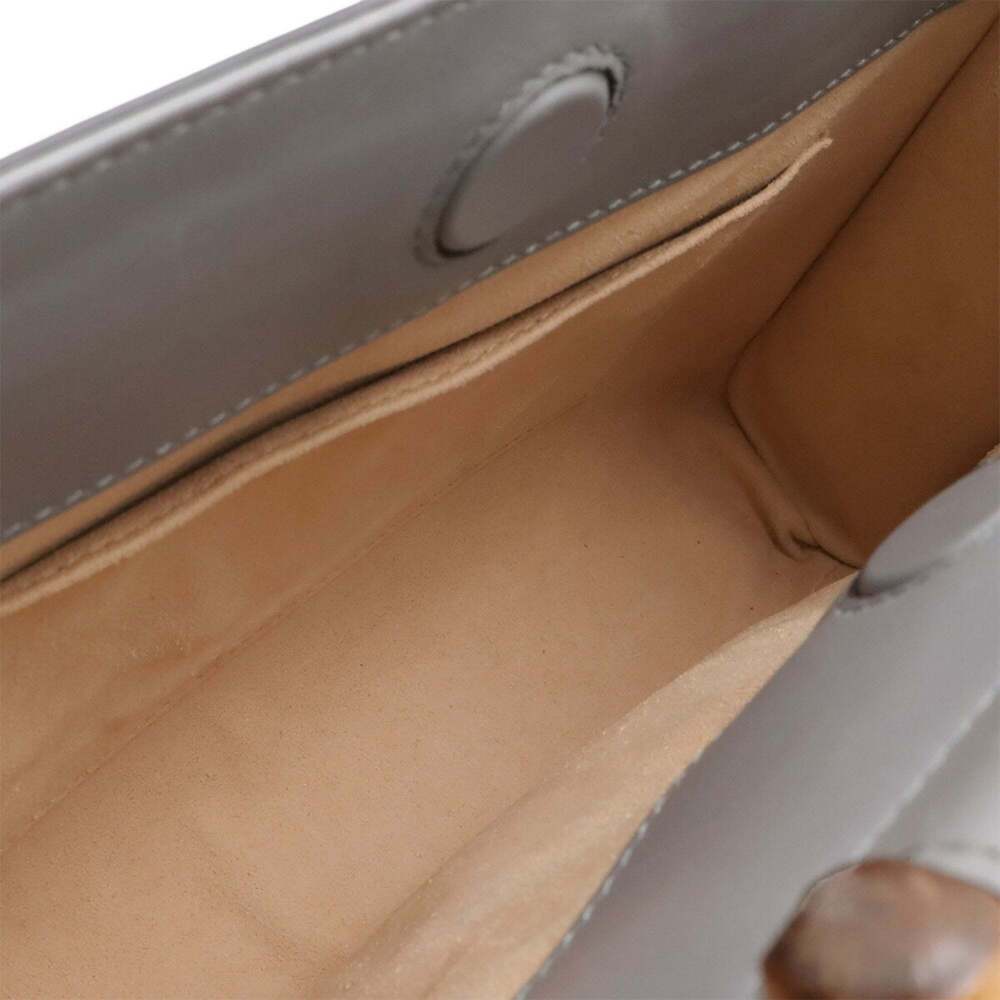 GUCCI White Pearl Leather Bamboo Shoulder Bag - Picture 8 of 10